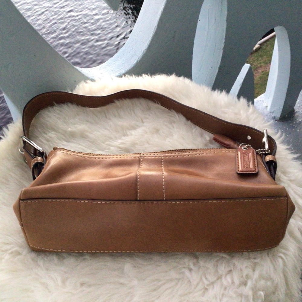 Coach Vintage Caramel Colored One Handle Shoulder Mini Top Zip Leather Bag - Picture 6 of 11